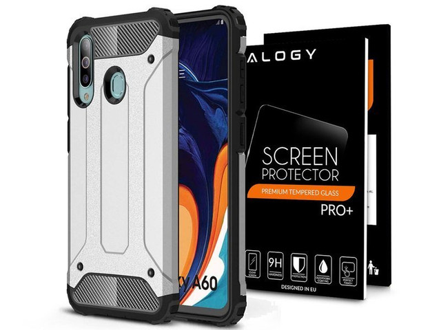 Pouzdro Alogy Hard Armor pro Samsung Galaxy A60 / M40 stříbrné sklo Alogy