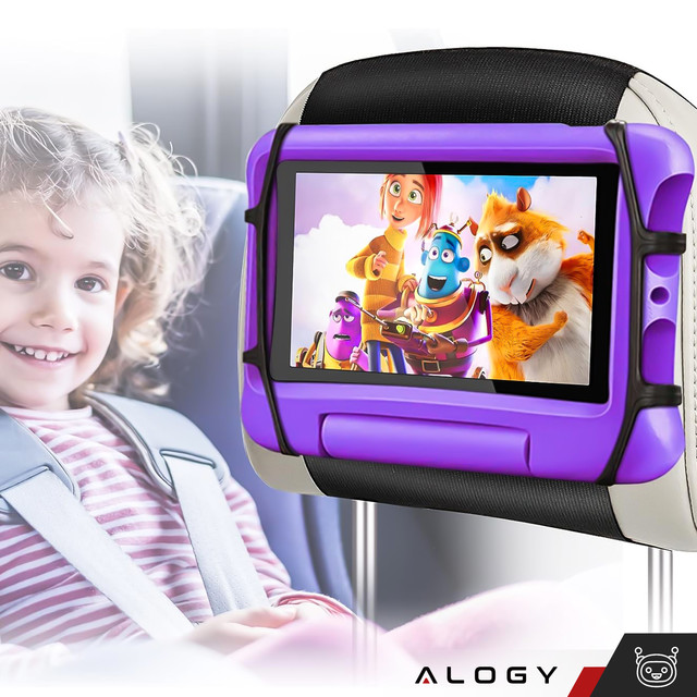 Držák na opěrku hlavy do auta pevný suchý zip pro čtečku tabletových telefonů Alogy Car flexibilní černá