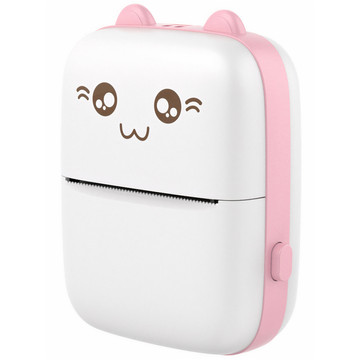 Drukuś Thermal Printer with 6 Rolls of Thermal Paper for Kids Pink