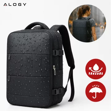 Alogy Unisex Schwarz Herren Damen Reise-Laptop-Rucksack für Koffer Gepäck für Flugzeug Arbeit Schule 45x30x20cm