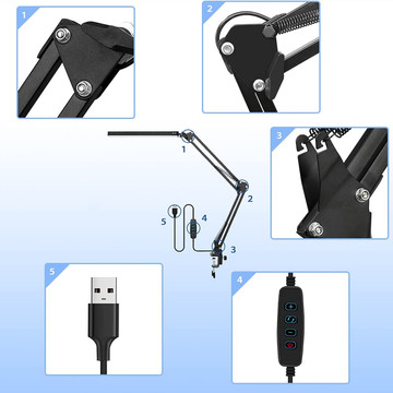 Alogy LED desk lamp Dreslarska USB with an adjustable long arm for the desk top Black