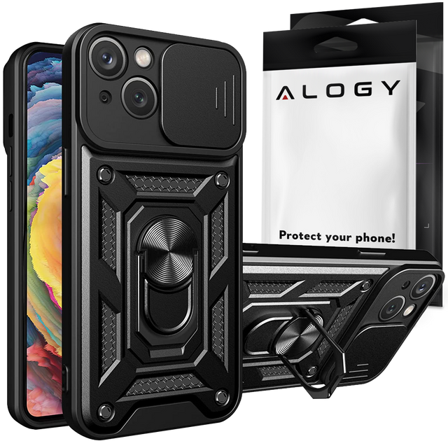 Pouzdro Alogy Camshield Stand Ring Case s krytem fotoaparátu pro Apple iPhone 14 Plus Glass