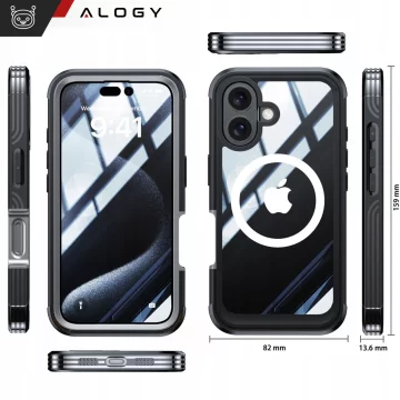Protective phone case for Apple iPhone 16 Alogy Shield360 MagCase™️ for MagSafe case with display and camera protection Black