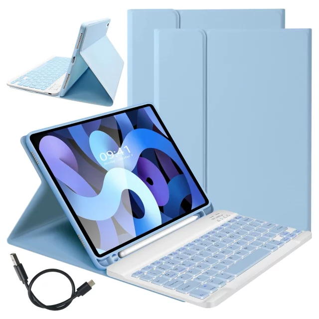 Etui ochronne z klawiaturą Alogy Keyboard case z miejscem na rysik klawiatura bezprzewodowa do Apple iPad 11 2025 / iPad 10.9 2022 niebieskie