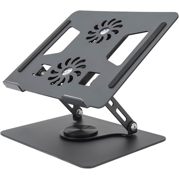 Stojanový stojan na notebook stůl 17,3" nastavitelný 360 chladící skládací hliník 25 x 21,7 cm Alogy Graphite