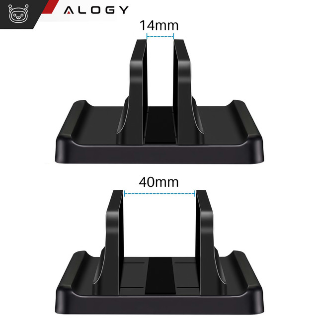 Vertical stand for laptop phone tablet 3in1 organizer holder adjustable desk stand Alogy black