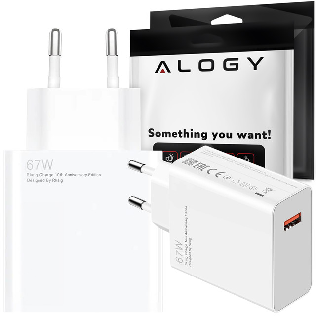 Rychlá 67W USB výkonná nabíječka pro Xiaomi QC Alogy Cube Fast Charging White