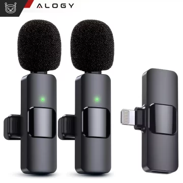 2x Alogy Lightning Wireless Lavalier Microphone for Apple iPhone iPad Small Microphones Two-Microphone Set