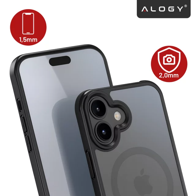 Case for Apple iPhone 16 Pro Max Alogy MagSafe Hybrid Matte Case with Lens Protection Black