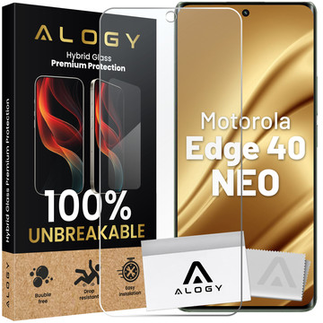 Hybrid Glass for Motorola Edge 40 Neo for Alogy Flexi Glass 9H Case Friendly Flat Screen Protector