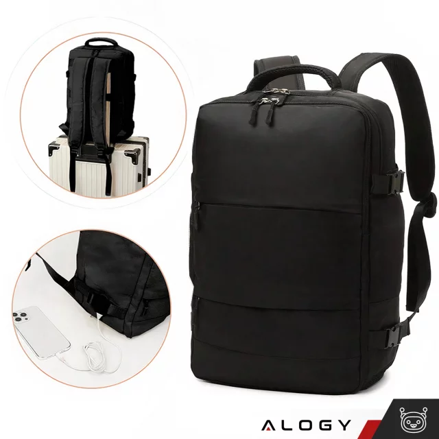 Alogy Backpack for Laptop Travel Accessories 46x32x15 cm for Work School Plane Travel Men's Women's Black