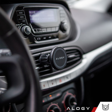Magnetic car holder for phone, window, grille, cockpit, dashboard, car, phone, Alogy Black