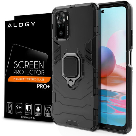 Alogy Stand Ring Armor case for Xiaomi Redmi Note 10/10s black Glass
