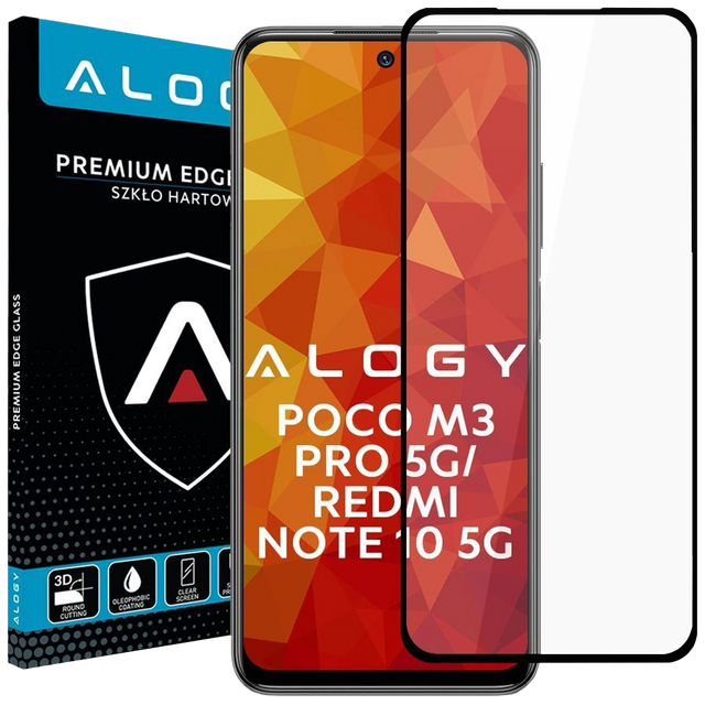 Szkło Alogy Full Glue CF do Poco M3 Pro 5G/ Redmi Note 10 5G Czarne