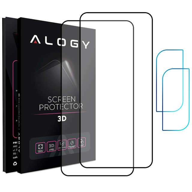 2x Szkło Alogy Full Glue FC + 2x Szkło na obiektyw kamerę do Samsung Galaxy S22 Plus