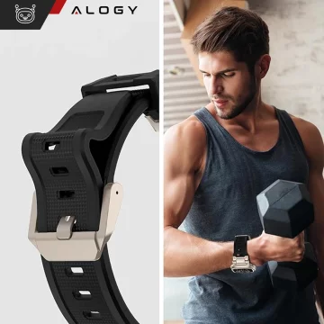 Alogy Luxus-Metall-TPU-Armband für Apple Watch 42/44/45/49 mm, Schwarz