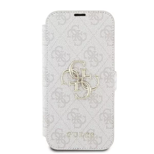 Guess 4G Metal Logo Book Case iPhone 16 6,1″ – Pink z funkcją podstawki