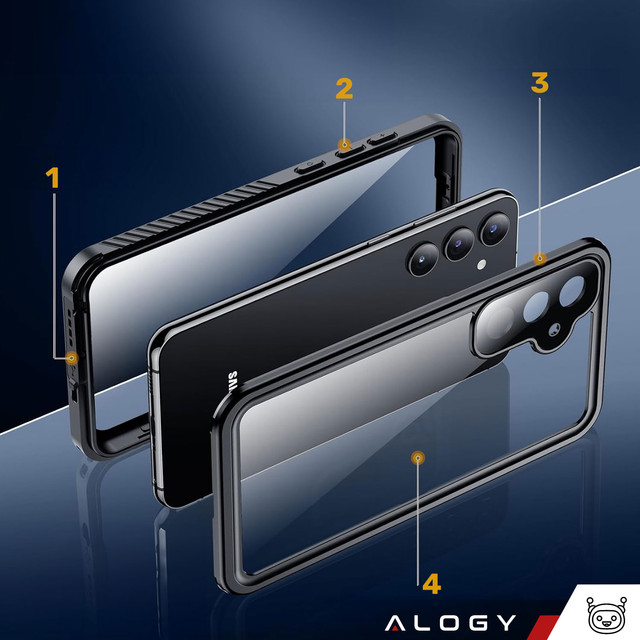 Case for Samsung Galaxy S23 FE Armored 360 case waterproof Armor IP68 Alogy black