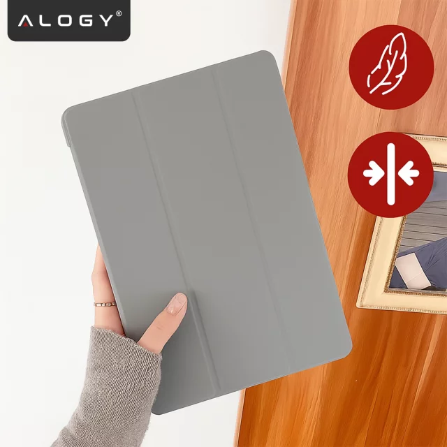 Etui do Apple iPad 11gen. 11" 2025 / 10gen. 10.9" 2022 Ochronne Hybrydowe z Miejscem na Rysik, Składana Okładka, Funkcja Podstawki, Alogy HybridBook™ Case – Szare