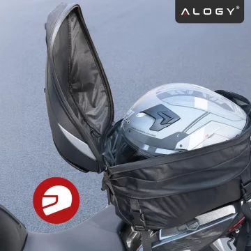 Waterproof Motorcycle Backpack Bag 40L – 5 in 1 – Top Case, Seat Bag, Trunk Bag, Helmet Bag, with Cover, Nylon, City Bag for Motorcycle – Alogy RoadMaster™ Black