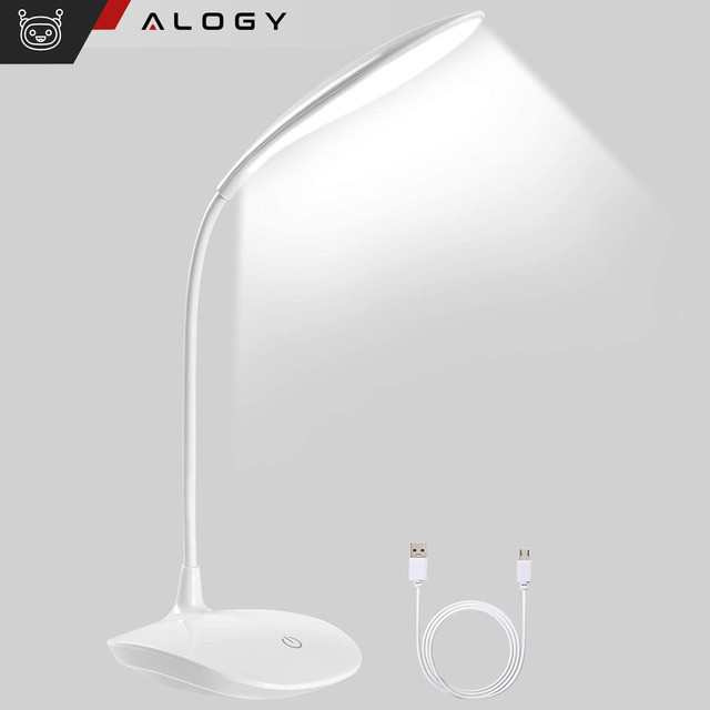 LED desk lamp for desk touch touch school USB standing night wireless Flexible Alogy White