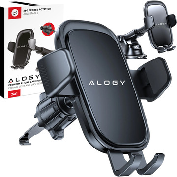 Car phone holder, window, grille, cockpit, dashboard, car, car, for 7" phone Alogy 3in1 Black