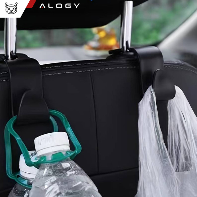 Hanger holder car hook for seat headrest car organizer hook Alogy Car 1 pc Black