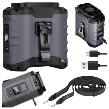 Schreibtischventilator, Standventilator, kleiner Umwälzventilator mit Clip, kabelloser Handventilator, 500 mAh, USB-C, Alogy White
