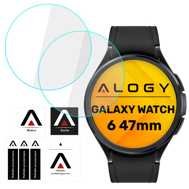 2x Szkło Hartowane do Samsung Galaxy Watch 6 Classic 47mm ochronne na smartwatch Alogy Screen Protector Watch+