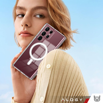 Case for Samsung Galaxy S24 Ultra Mag Safe Case Back Housing Cover Anti-Shock Clear Alogy Transparent