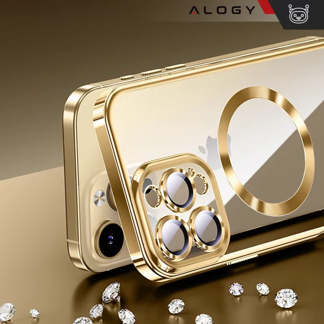 MagSafe Case for Apple iPhone 16 Pro Alogy Glamour Luxury Ring Case Gold-Transparent