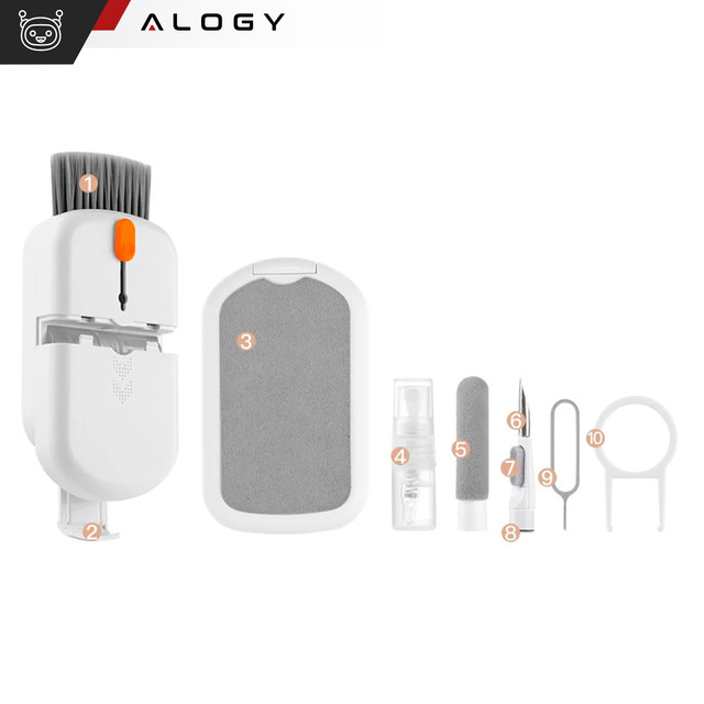 10in1 Reinigungsset zum Reinigen der Telefontastatur, Kopfhörer, Multifunktionsbürste, Reiniger Alogy Set