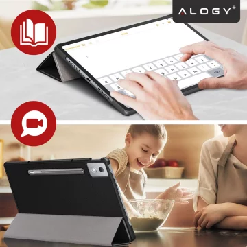 Etui do Lenovo IdeaTab Pro / Pro MT 12.7" TB-373, Ochronne z Klapką i Miejscem na Rysik, Składana Okładka Bumper, Alogy BookGuard™ – Czarne