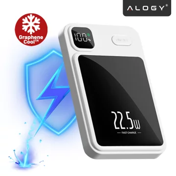 PowerBank Alogy MagCharge 22,5 W PD20W PowerDelivery Schnellladung 10000 mAh kabellos für MagSafe White