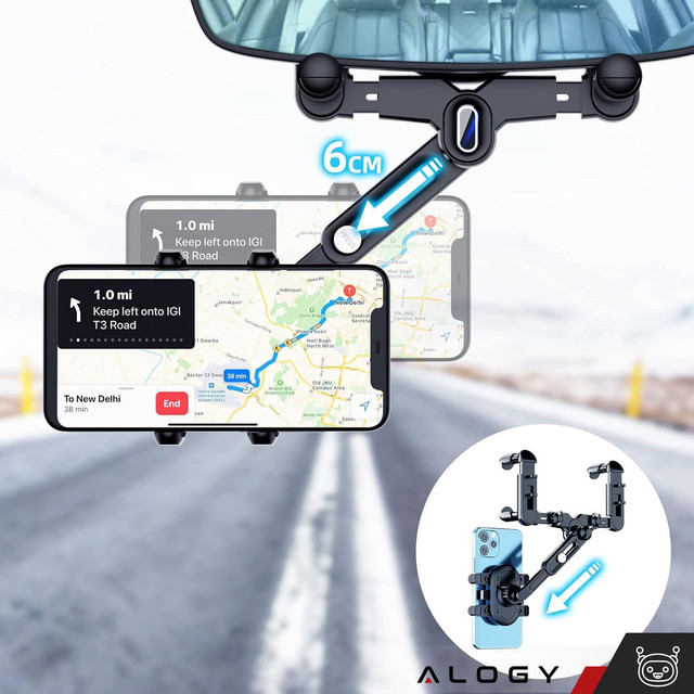Car phone holder for the rear-view mirror of a car Alogy Mirror Car Holder Black