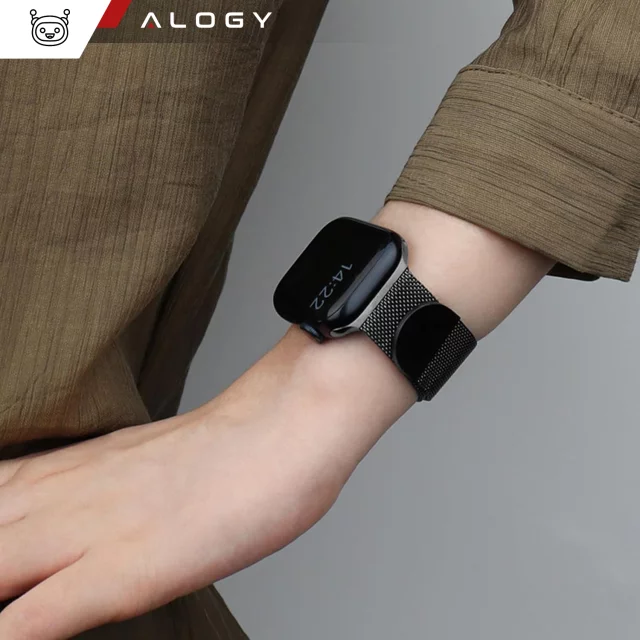 Alogy Stahlarmband für Apple Watch 42/44/45/49 mm Edelstahl Schwarz