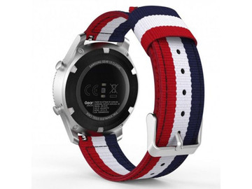 Welling Nylonarmband für Samsung Gear S3 / Uhr 46mm rot weiß marineblau (22mm)