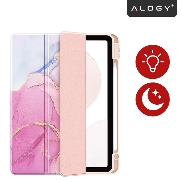 Etui Ochronne do Apple iPad 10.9" 10 Gen 2022 / iPad 11" A16 11 Gen 2025 Hybrydowe z Miejscem na Rysik, Składana Okładka z Funkcją Podstawki 2w1, Alogy HybridBook™ Case – Marble Pink