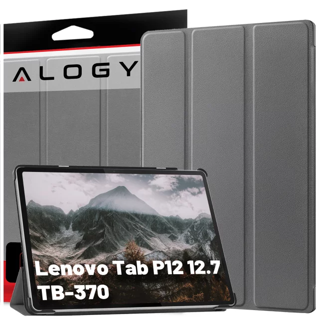 Ochranné pouzdro pro tablet Lenovo Tab P12 12.7 TB-370, pouzdro Alogy Book Cover, šedé
