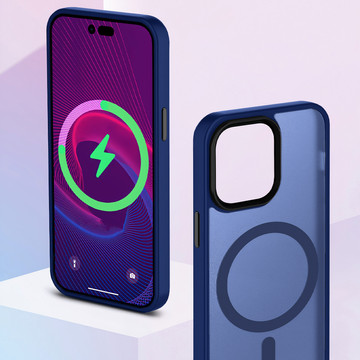 Schützendes MagMat Case für MagSafe für Apple iPhone 13 Matte Navy Glass