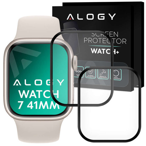 2x Alogy 3D Flexible Glass for Apple Watch 7 41mm Black