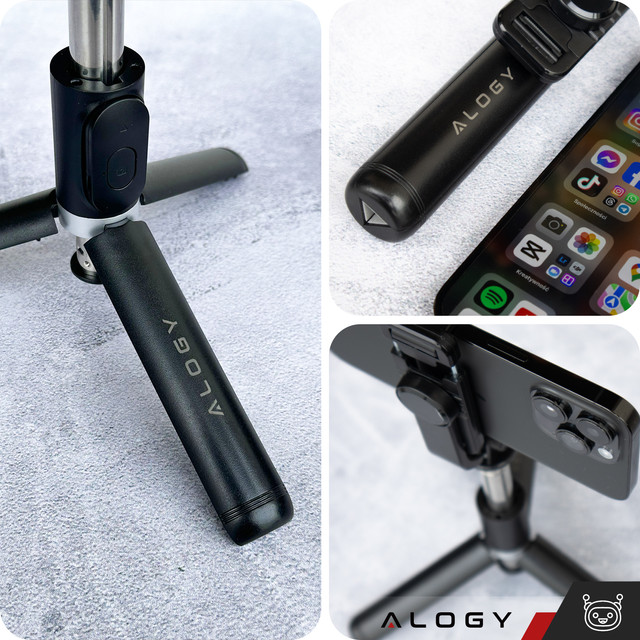 Alogy Selfie Stick Držák na telefon Foto stativ Stativ 103 cm Bluetooth dálkové ovládání černý