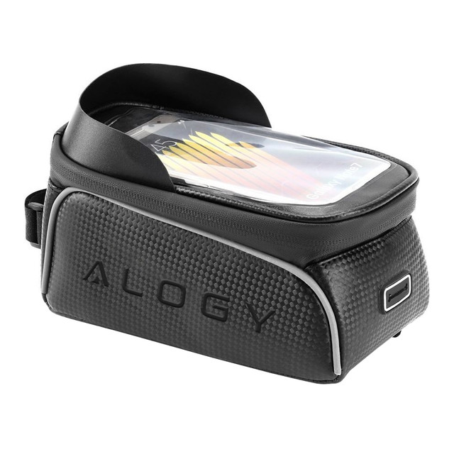 Alogy bicycle bag Pannier 2L for bicycle phone holder up to 6.7" for the frame Black