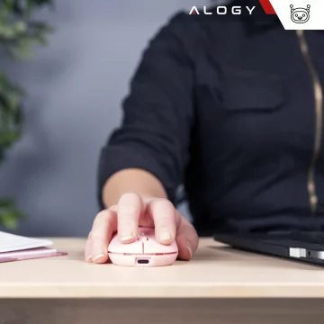 Alogy Wireless Mouse Ergonomic Small Mouse for Laptop PC Bluetooth 2.4GHz Silent Pink