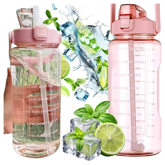 Large bottle for drinking drinks Alogy MotivHydro Motivational measuring cup 2l 2000ml Pink