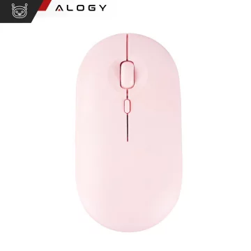 Alogy Wireless Mouse Ergonomic Small Mouse for Laptop PC Bluetooth 2.4GHz Silent Pink
