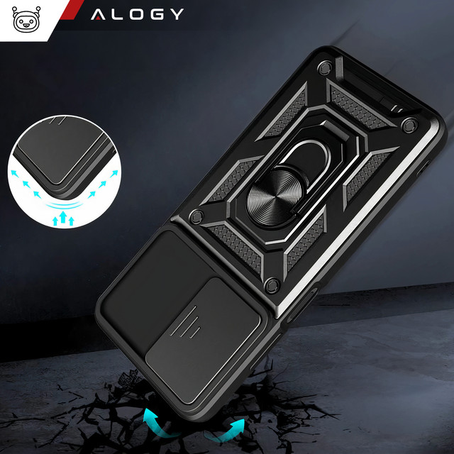 Alogy Camshield Stand Ring Protective Case with Camera Cover for Xiaomi Poco X5 Pro 5G / Redmi Note 12 Pro 5G Black Glass