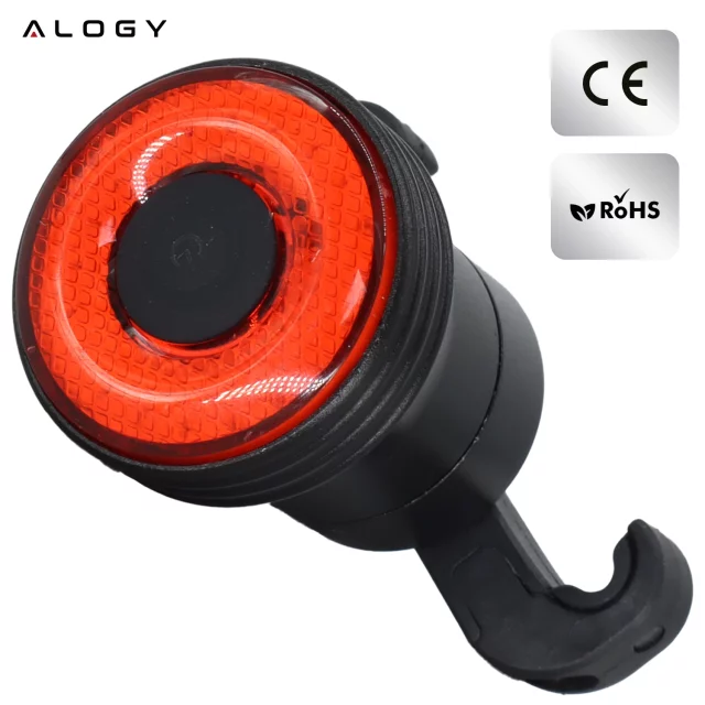 Fahrradrücklicht für das Heck des Fahrrads, LED-Beleuchtung, Rücklicht, rotes Aluminium, wasserdicht, IPX4, 50 lm, Alogy