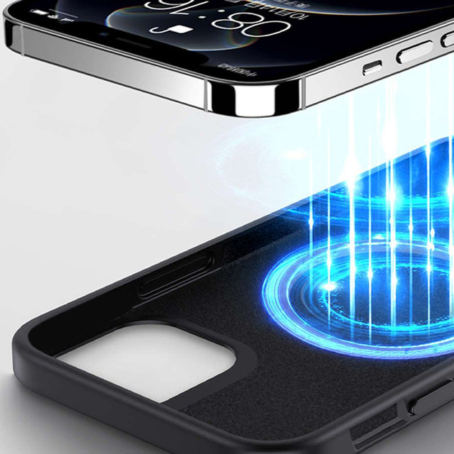 Case for MagSafe Ultra Slim Mag Alogy for Qi Chargers for Apple iPhone 13 Pro Black Inductive Charger Glass