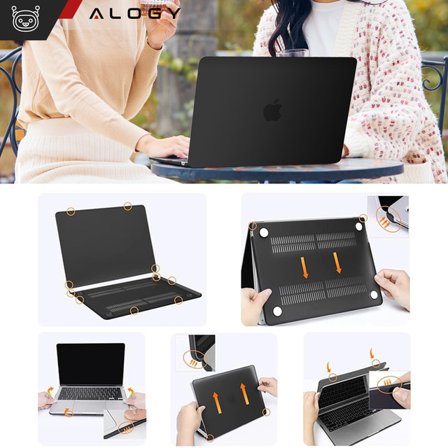 Etui do Macbook Air 15 M2 2023 / M3 2024 (A2941,A3114) Case obudowa pokrowiec matowe Alogy Hard Cover Czarne